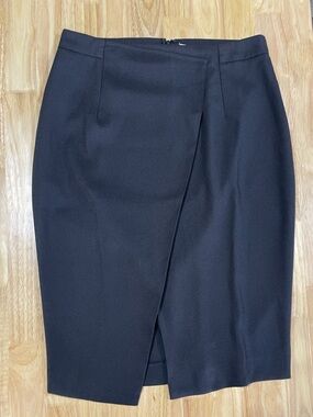 Lush Black Asymmetric Wrap Pencil Skirt
